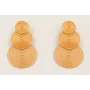 Pendientes discos rayados esmaltados ocres.