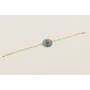 Pulsera cadena entrelazadas 2 bolitas con disco cu