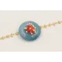 Pulsera cadena entrelazadas 2 bolitas con disco cu
