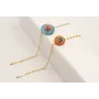 Pulsera cadena entrelazadas 2 bolitas con disco cu