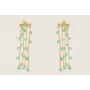 Pendientes 4 tiras cadena cristales azules.