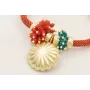 Pulsera cordón trenzado teja con burruños de coral