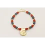 Collar cordón trenzado teja y azul piedra con nudo