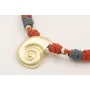 Collar cordón trenzado teja y azul piedra con nudo