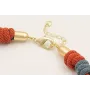 Collar cordón trenzado teja y azul piedra con nudo