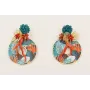 Pendientes perno disco facetadas engarzadas azul p