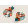 Pendientes perno disco facetadas engarzadas azul p