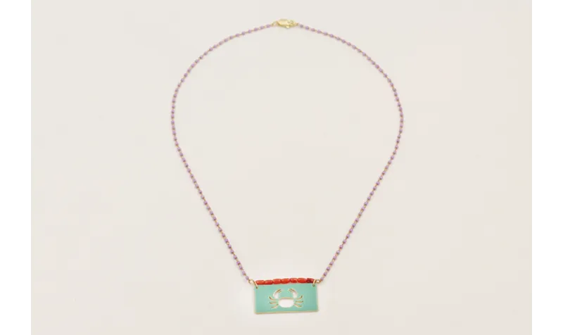 Collar cadena miyuki lila con rectangulo calado ca