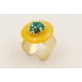 Anillo dorado mate con disco cuarzo amarillo y bur