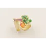 Anillo dorado mate con  burruño bolitas verde opac