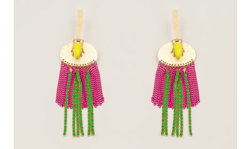 Pendientes lámina satinada con escarabajo lima, fl