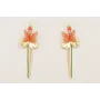 Pendientes perno escarabajo teja y morado con flor