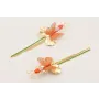 Pendientes perno escarabajo teja y morado con flor