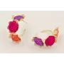 Pendientes aro 3 flores con flores de seda natural