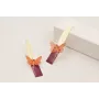 Pendientes hoja alargada dorada mate colgante rect
