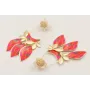 Pendientes perno nenufar y treból esmaltados beige