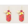 Pendientes perno semo ovalado con brillos colgante