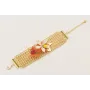 Pulsera malla con flor beige, mariposa naranja,est