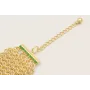 Pulsera malla con flor beige, mariposa naranja,est
