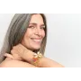 Pulsera malla con flor beige, mariposa naranja,est