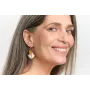 Pendientes aro pequeño flor resina coral, hoja res