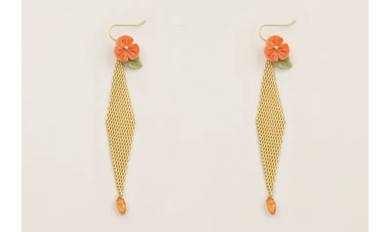 Pendientes gancho sencillo con malla en forma de r