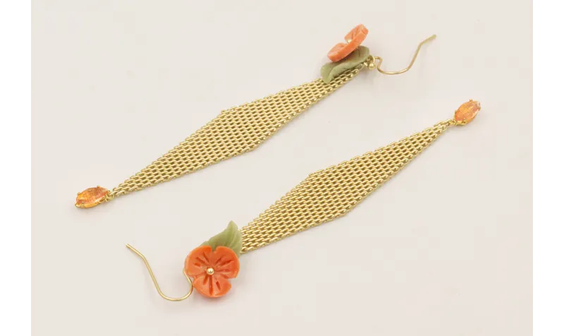 Pendientes gancho sencillo con malla en forma de r