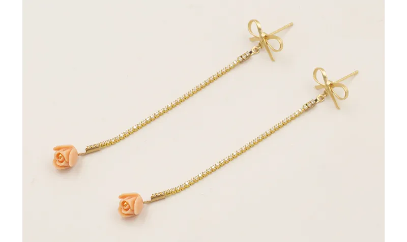 Pendientes lazada con cadena de strass mini crista