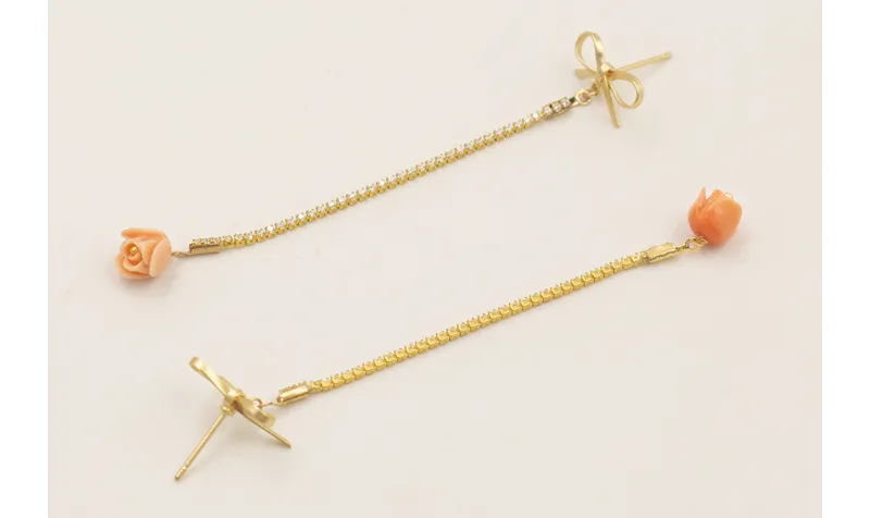 Pendientes lazada con cadena de strass mini crista