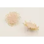 Pendientes sol destelleante dorado mate con flor a