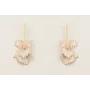 Pendientes pivote dorado amte con treból y rombo e