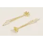 Pendientes perno flor dorada mate con fleco cadena