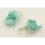 Pendientes perno aro bolitas turquesas con flores 
