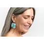 Pendientes perno aro bolitas turquesas con flores 