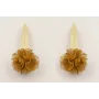 Pendientes perno hoja alargada dorada mate con flo