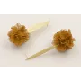 Pendientes perno hoja alargada dorada mate con flo