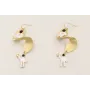 Pendientes pieza circular rizada dorada mate con a