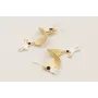 Pendientes pieza circular rizada dorada mate con a