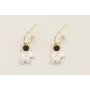 Pendientes semicirculo dorado mate con astronauta 