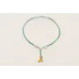 Collar cordón hilo dorado color turquesa,nudos mac