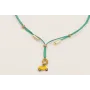 Collar cordón hilo dorado color turquesa,nudos mac