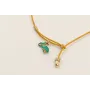 Collar cordón hilo dorado color mostaza,nudos macr