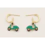 Pendientes se mi ovalo dorado con colgante vespa e