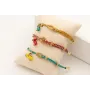 Pulsera cordón hilo dorado color turquesa doble,nu