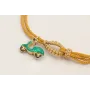 Pulsera cordón hilo dorado color mostaza,nudos mac