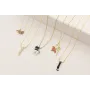 Solitario cadena eslabón pequeño dorado con colgan
