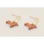 Pendientes perno ovalado dorado con colgante perro