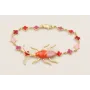 Pulsera cadena mini treboles esmaltados lila,rojo,