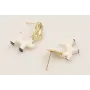 Pendientes perno corazón dorado con perro fox terr