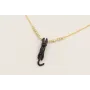 Solitario gato esmalte negro con microcubos dorado